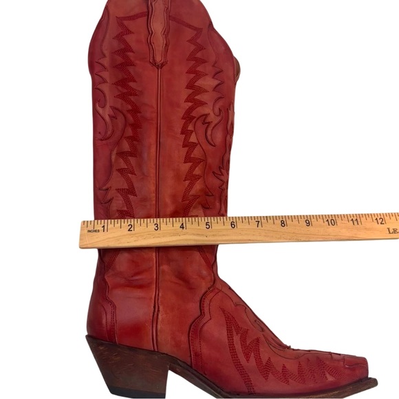 DAN POST WOMEN’S WESTERN HALLIE LEATHER BOOT COLOR: RED SIZE: 9 COWGIRL - Picture 12 of 16